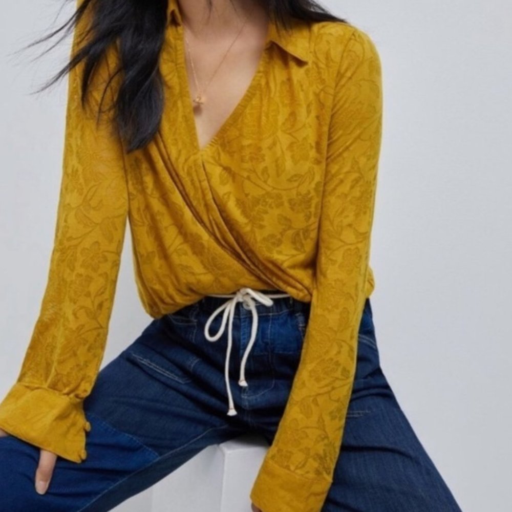 Anthropologie Maeve Lydia Wrap Burnout Top